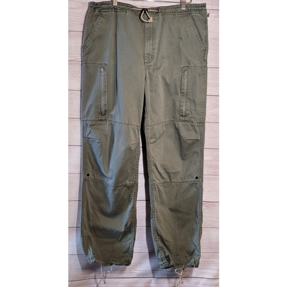 Vintage 90s Structure Men Zip Cargo Pants Utility Size M Army Green X-Marlin
